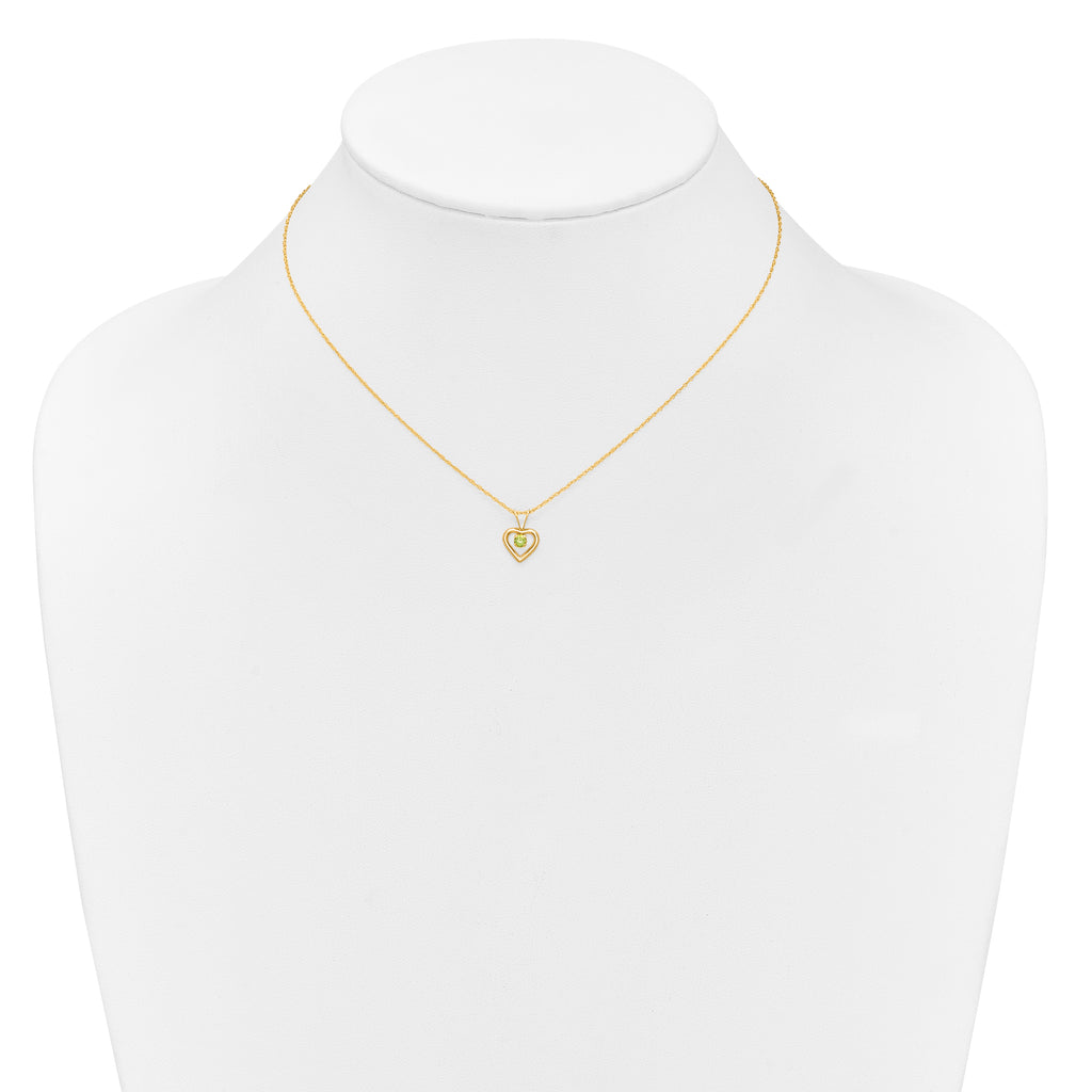 10k Madi K 3mm Peridot Heart Birthstone Necklace