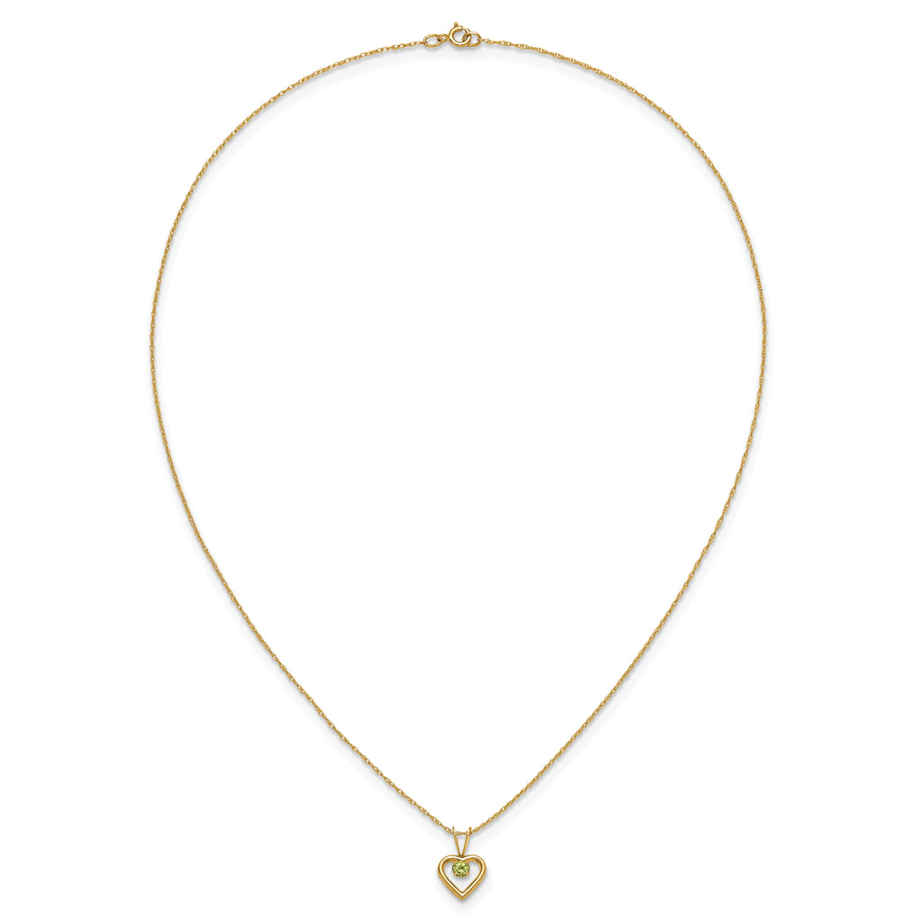 10k Madi K 3mm Peridot Heart Birthstone Necklace