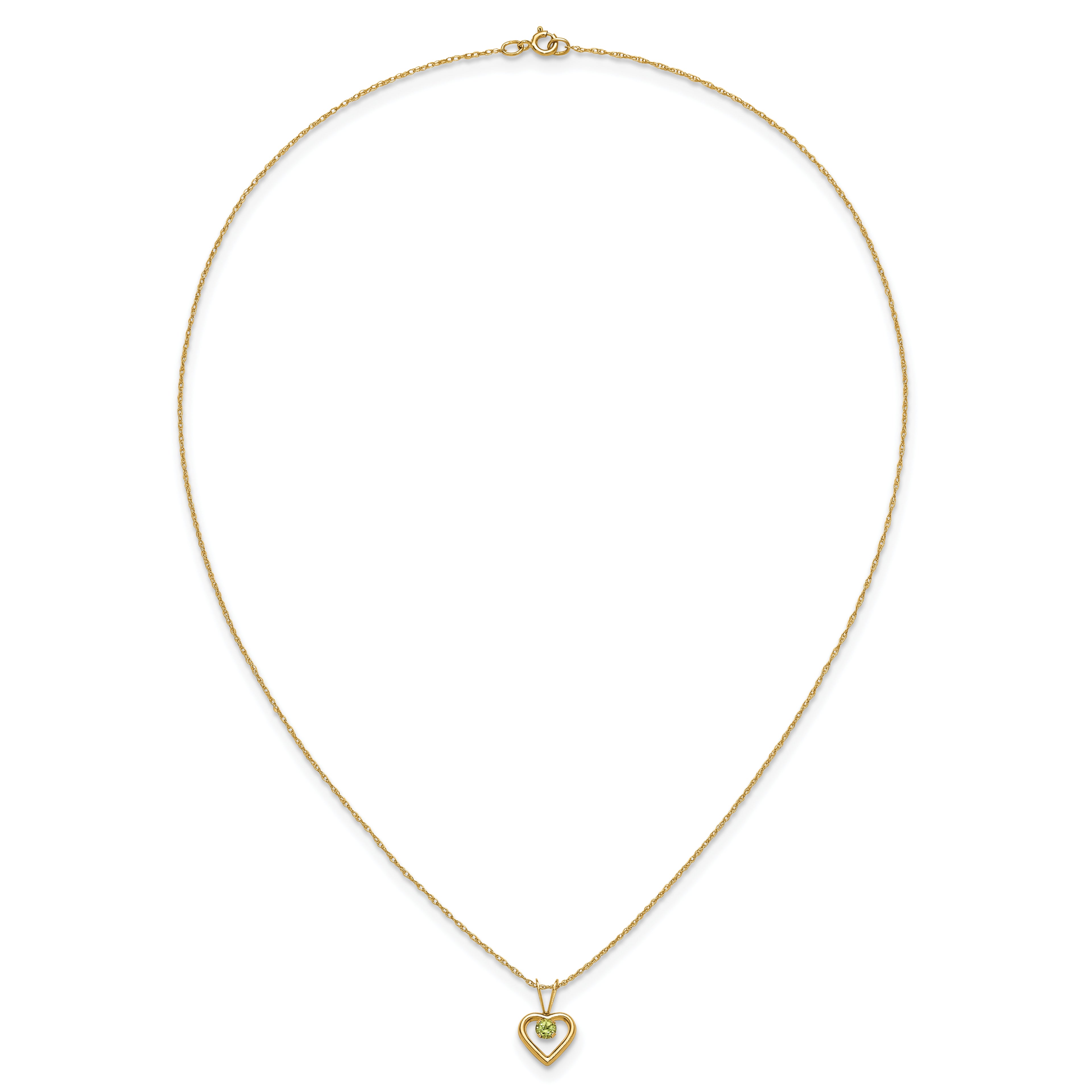 10k Madi K 3mm Peridot Heart Birthstone Necklace