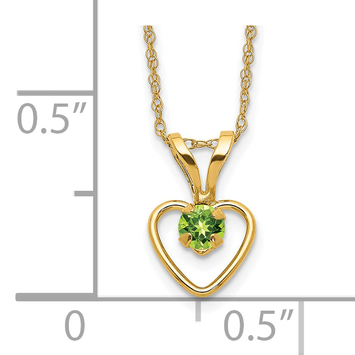 10k Madi K 3mm Peridot Heart Birthstone Necklace
