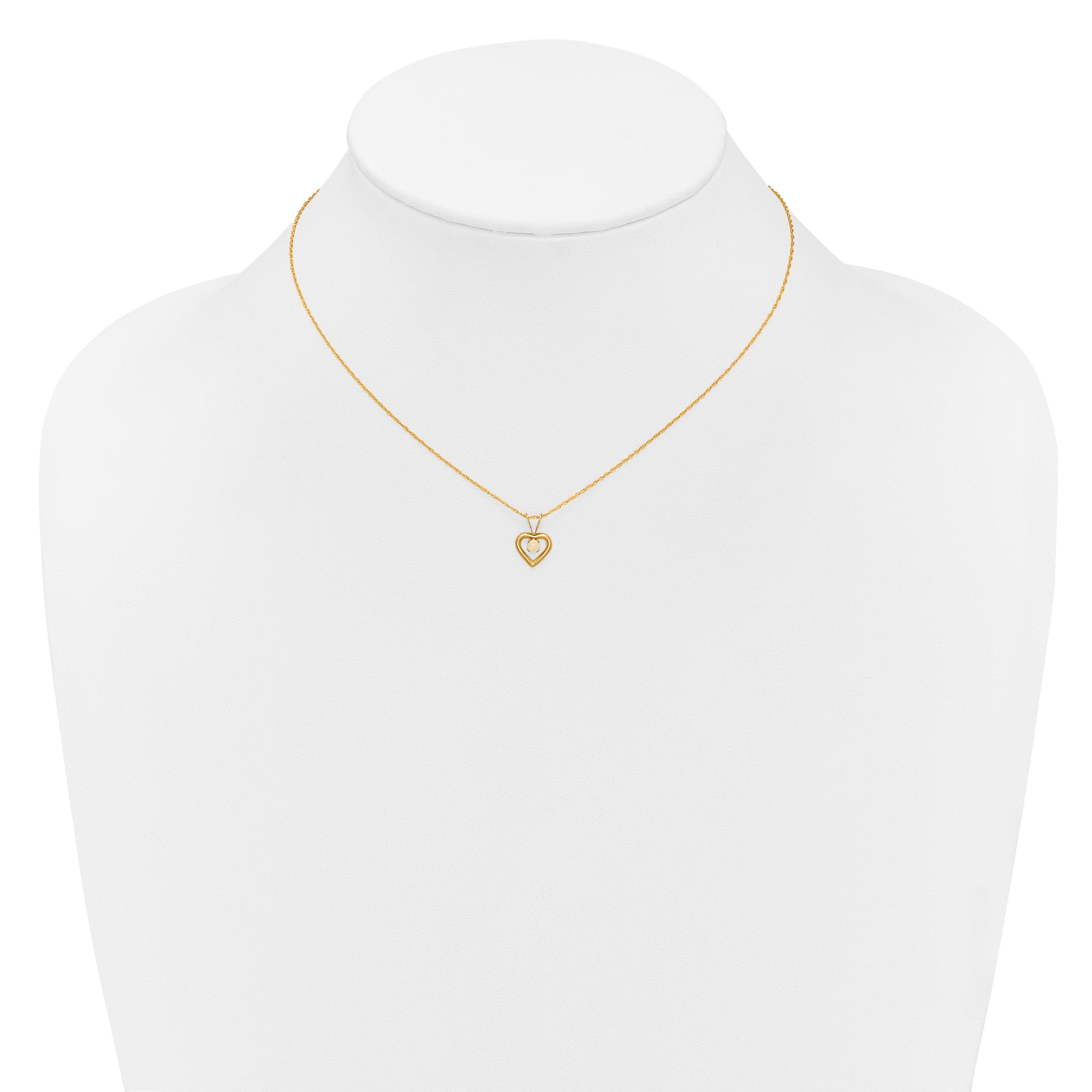 10k Madi K 3mm Opal Heart Necklace