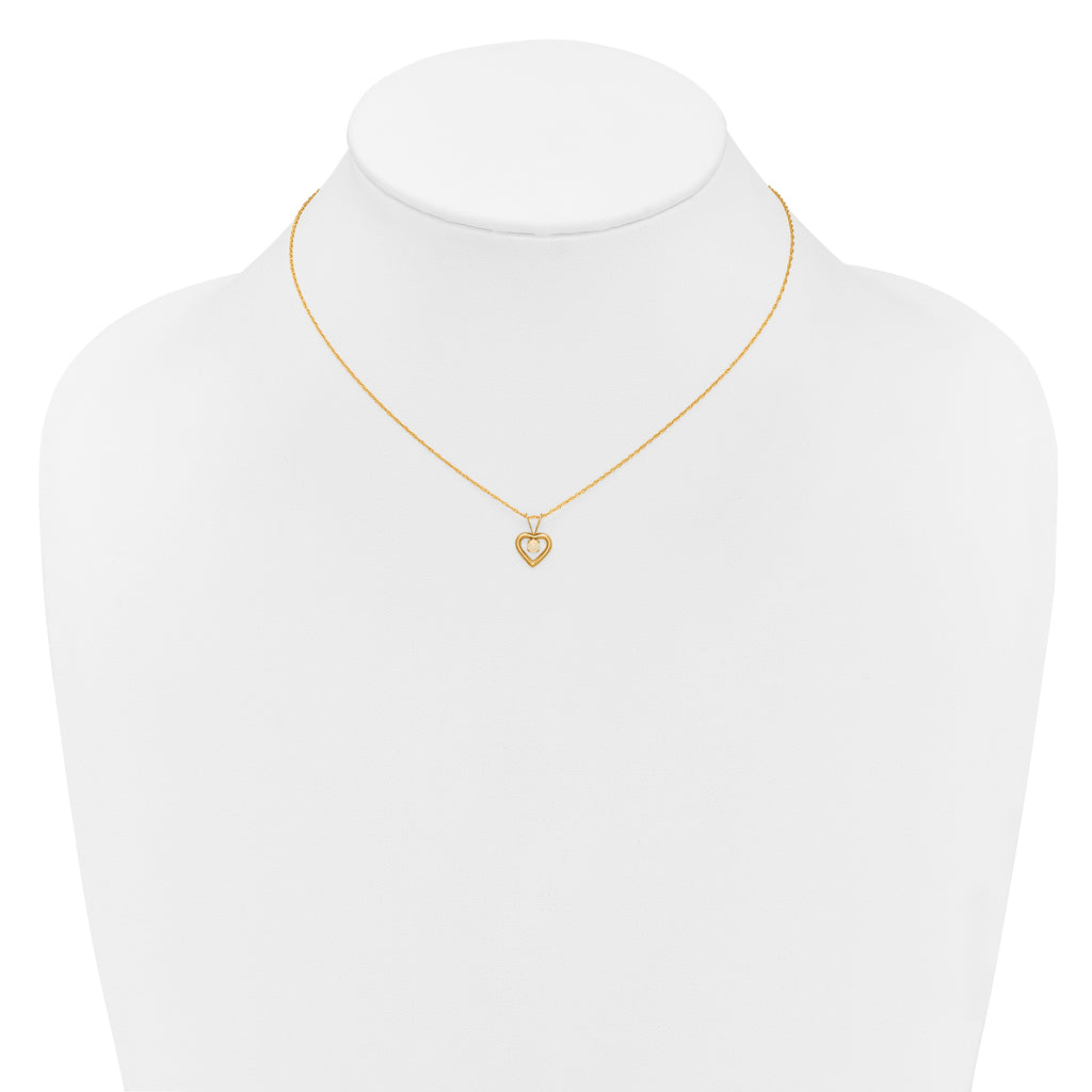 10k Madi K 3mm Opal Heart Necklace