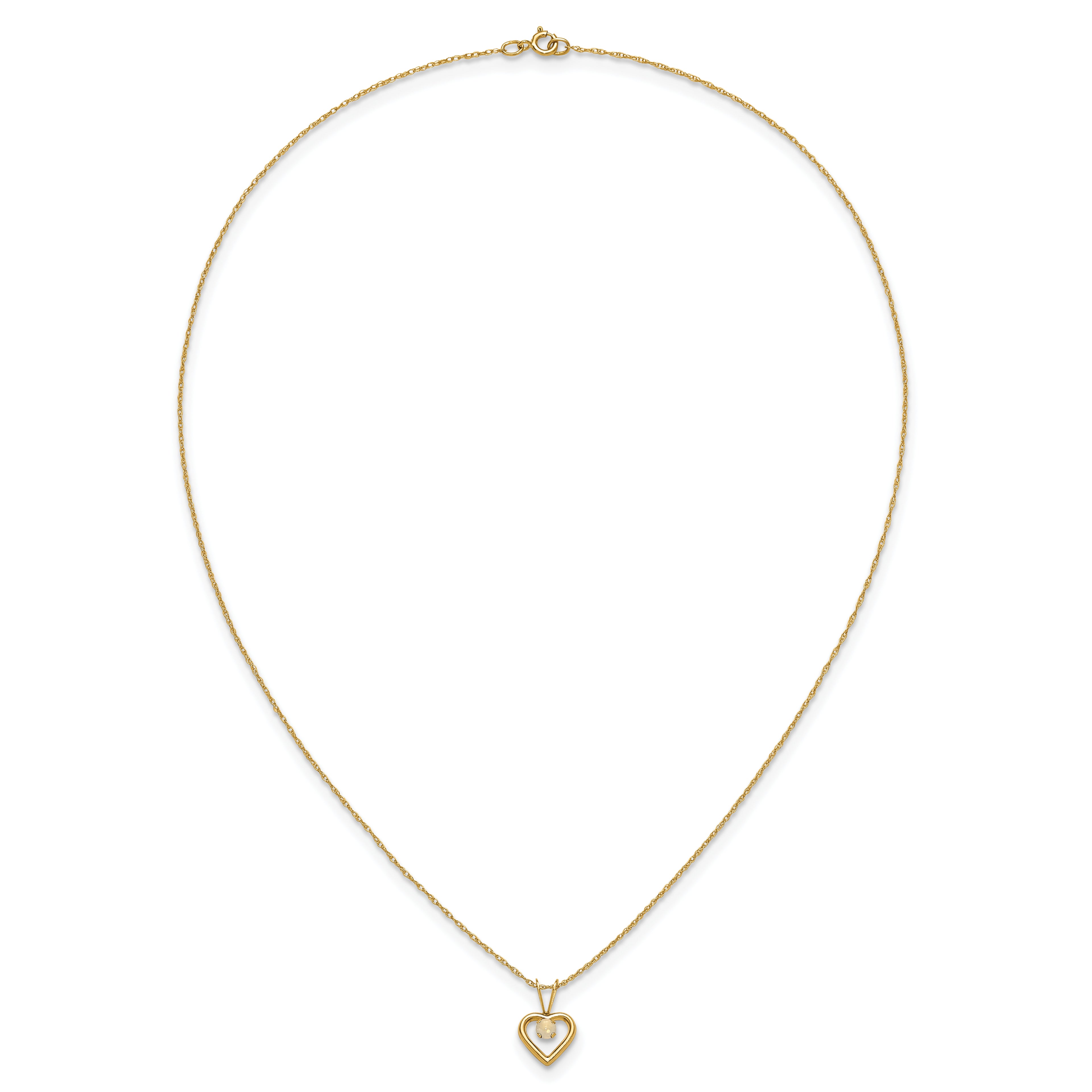 10k Madi K 3mm Opal Heart Necklace