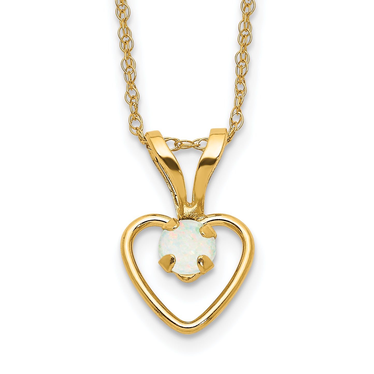10k Madi K 3mm Opal Heart Necklace Main image