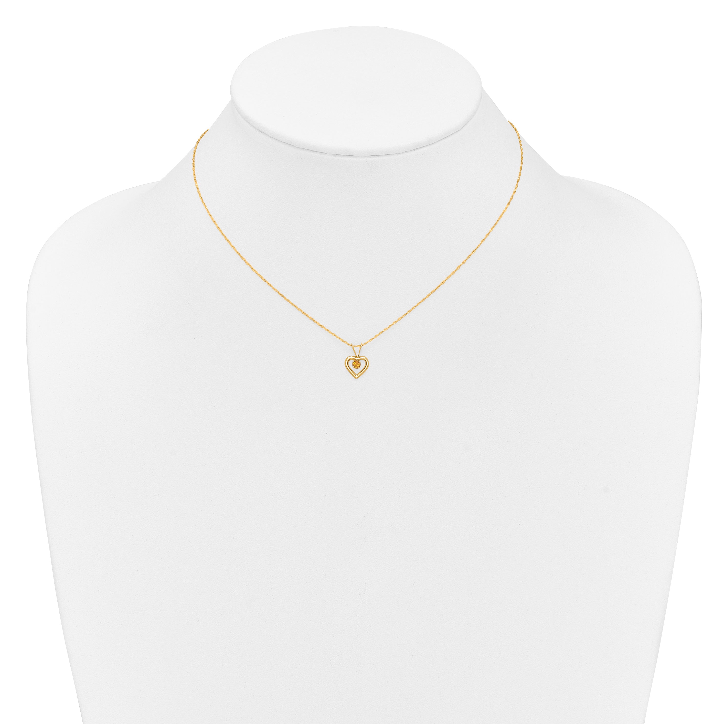 10k Madi K 3mm Citrine Heart Birthstone Necklace