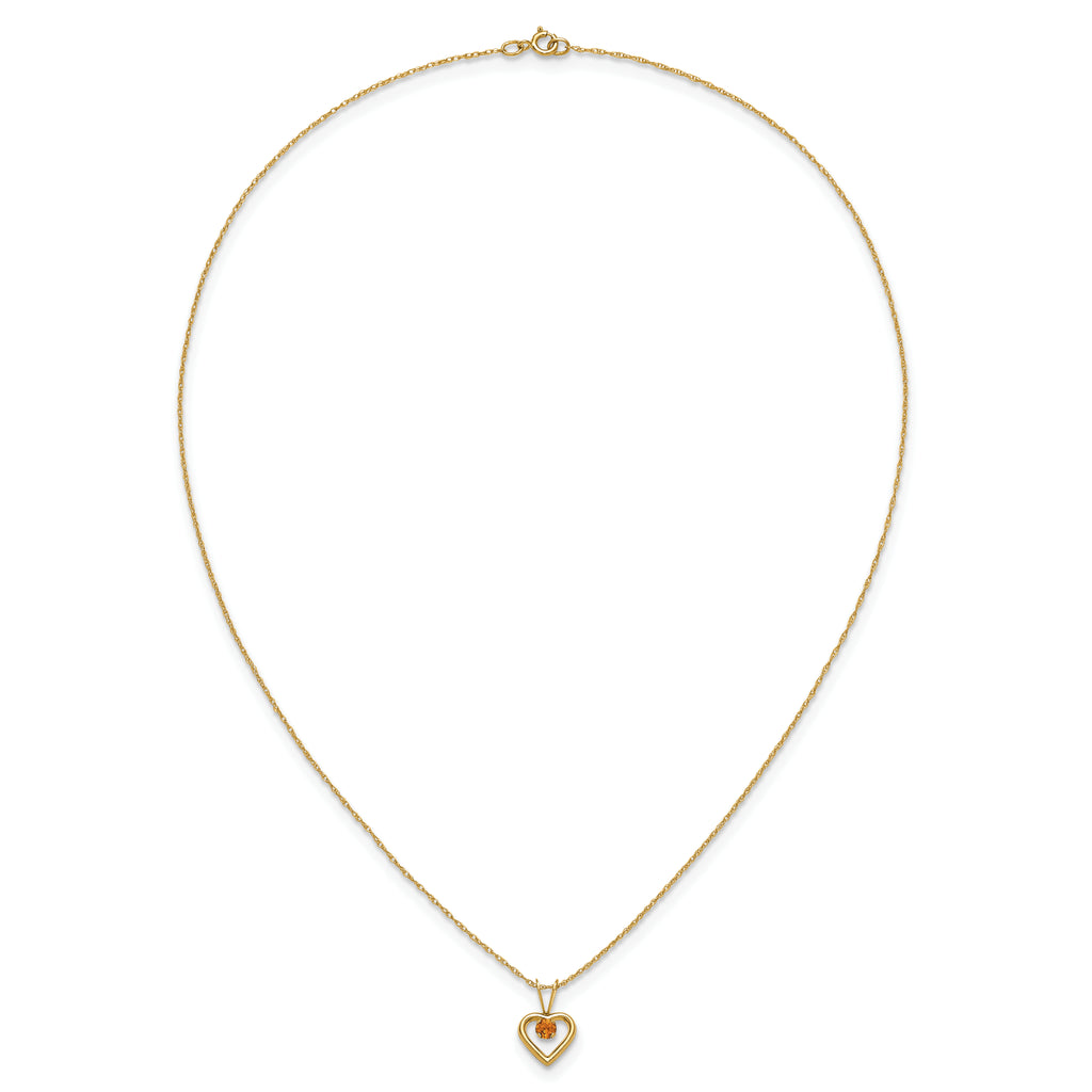 10k Madi K 3mm Citrine Heart Birthstone Necklace