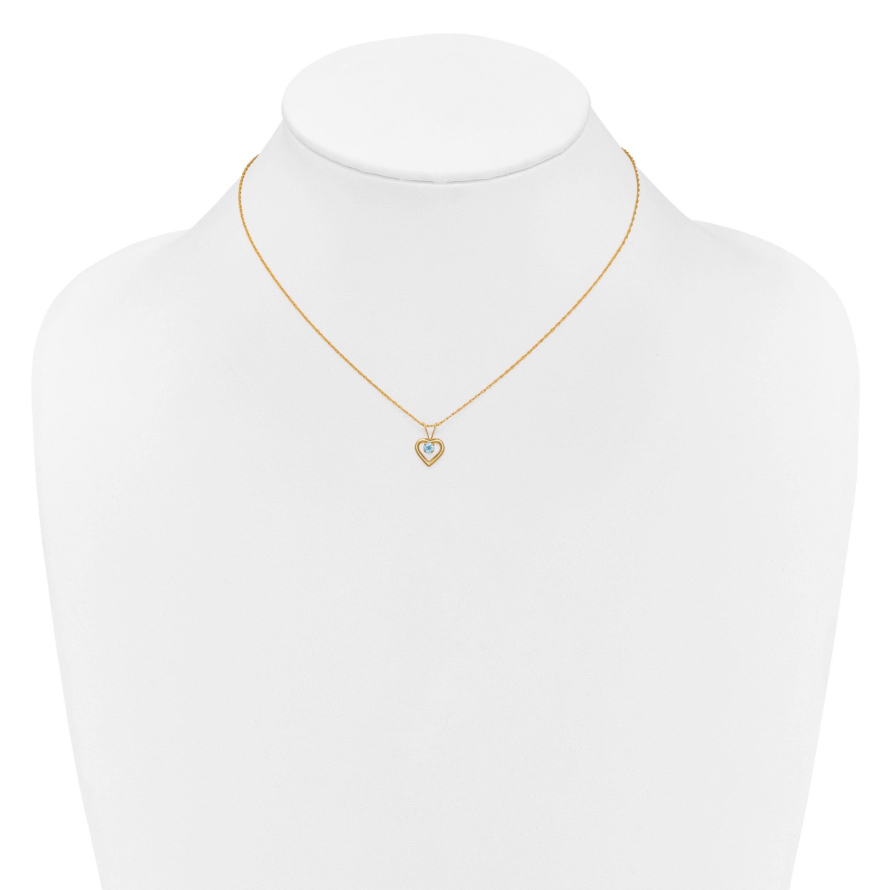 10k Madi K 3mm Blue Zircon Heart Birthstone Necklace