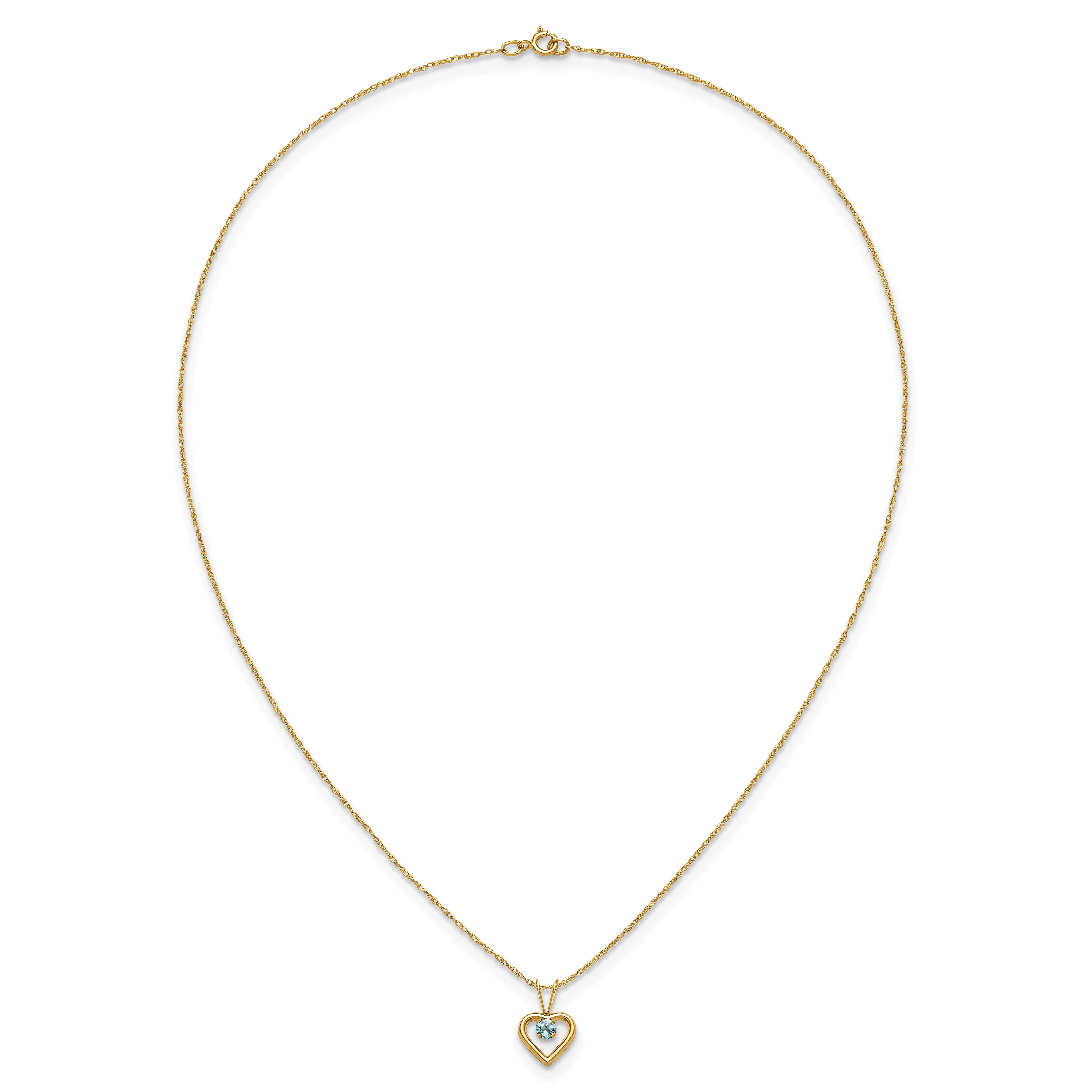 10k Madi K 3mm Blue Zircon Heart Birthstone Necklace