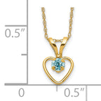10k Madi K 3mm Blue Zircon Heart Birthstone Necklace