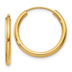 10k Polished Round Endless 2mm Hoop Earrings