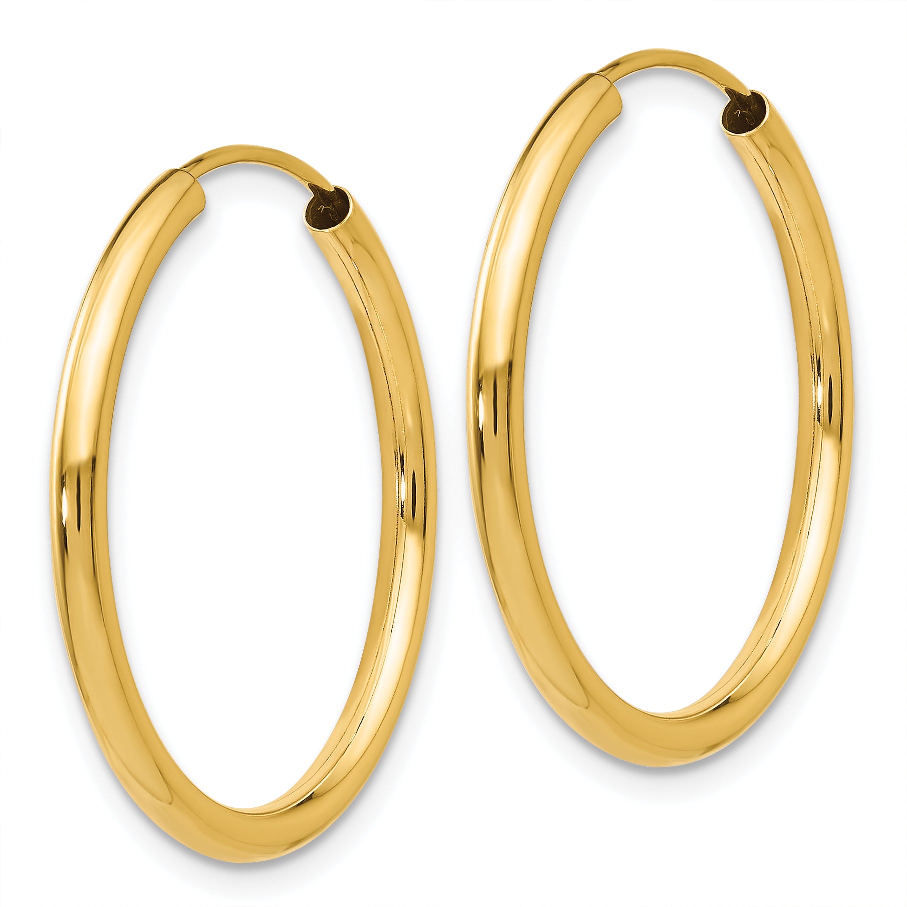 10k Polished Round Endless 2mm Hoop Earrings