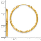 10k Polished Round Endless 2mm Hoop Earrings