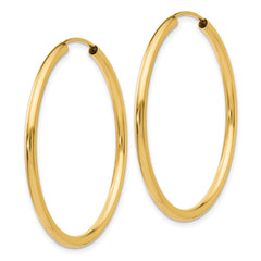 10k Polished Round Endless 2mm Hoop Earrings