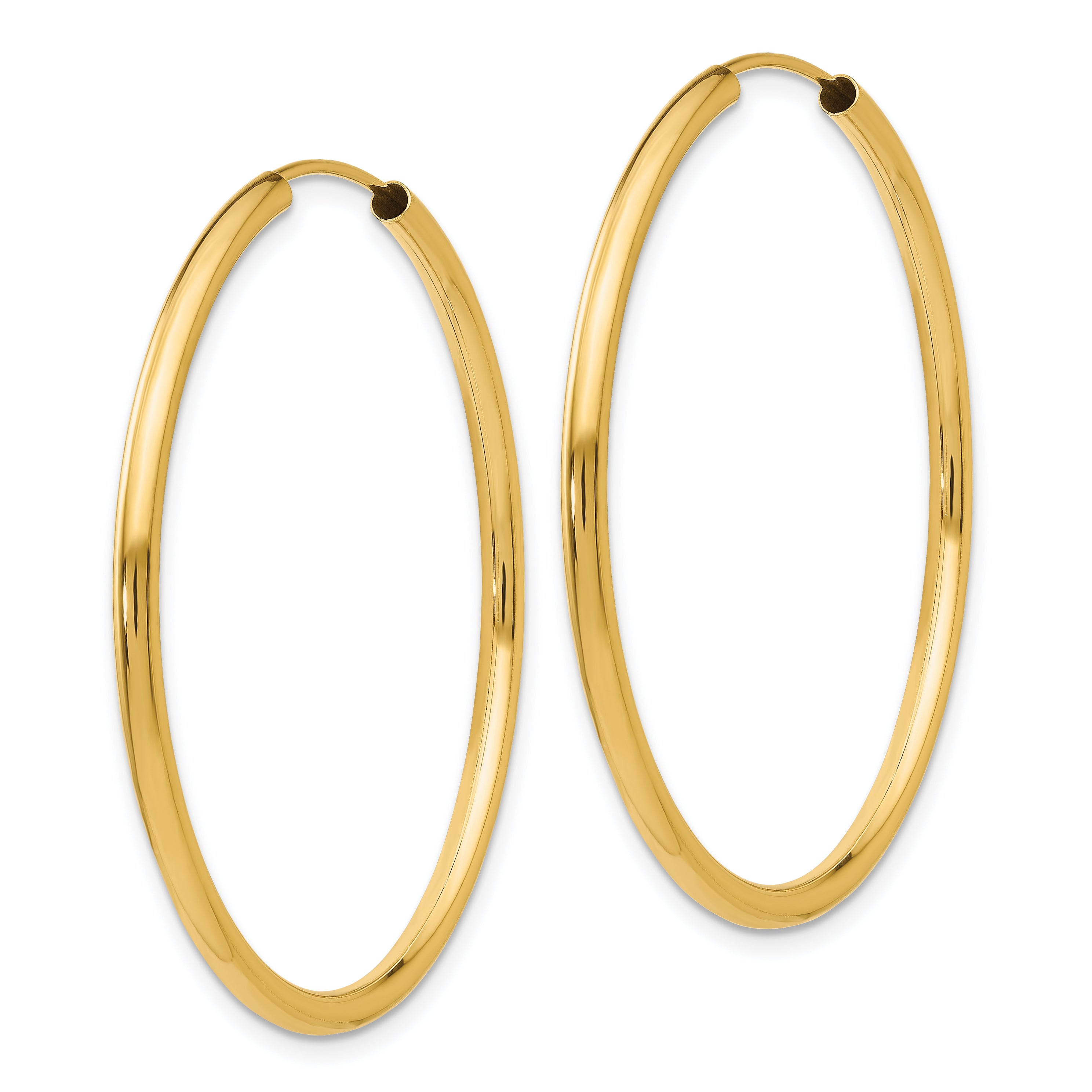10k Polished Round Endless 2mm Hoop Earrings Secondary image