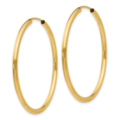 10k Polished Round Endless 2mm Hoop Earrings