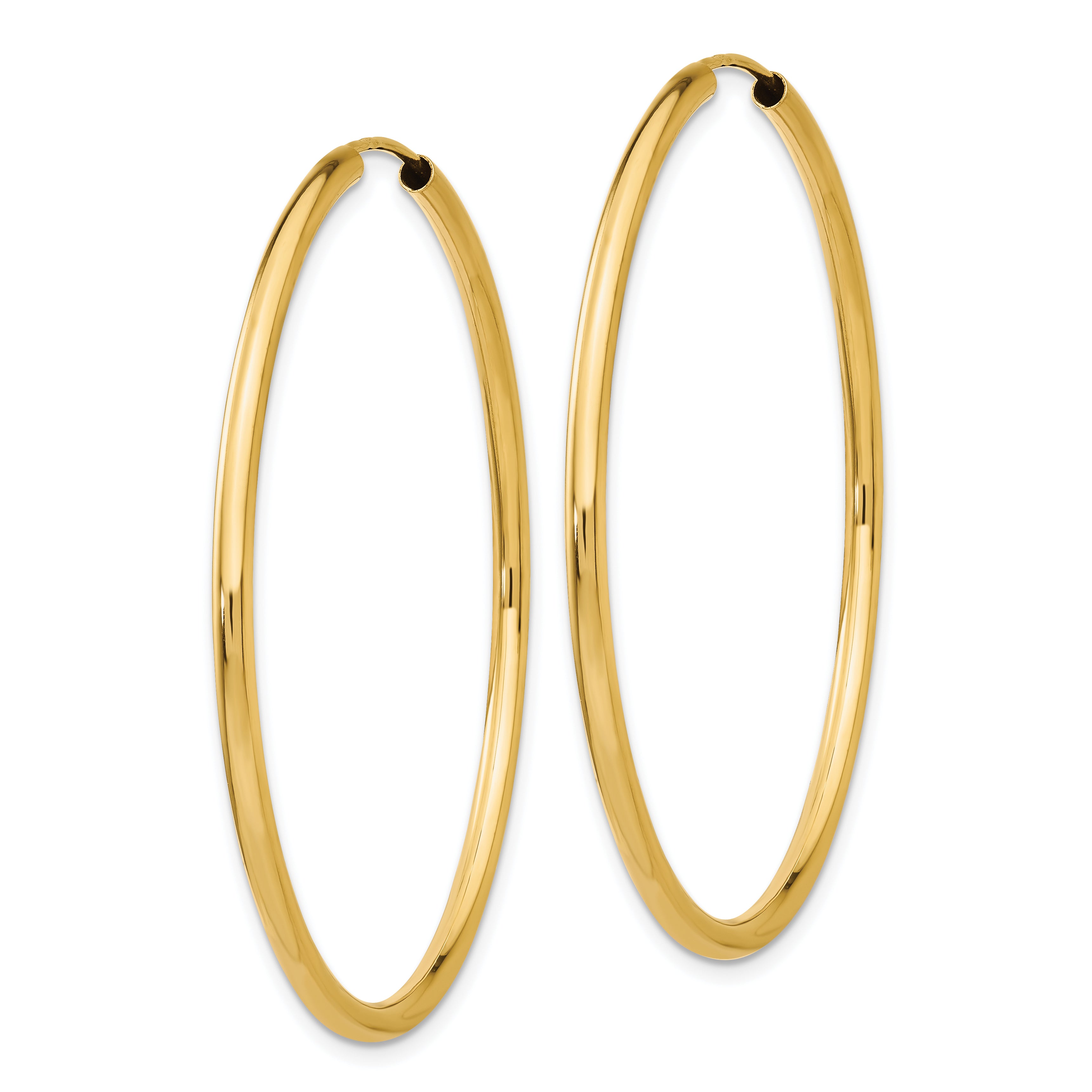 10k Polished Round Endless 2mm Hoop Earrings