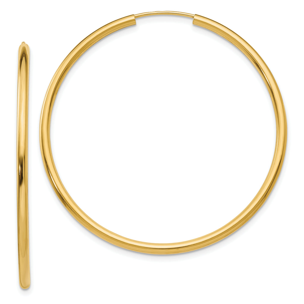 10k Polished Round Endless 2mm Hoop Earrings