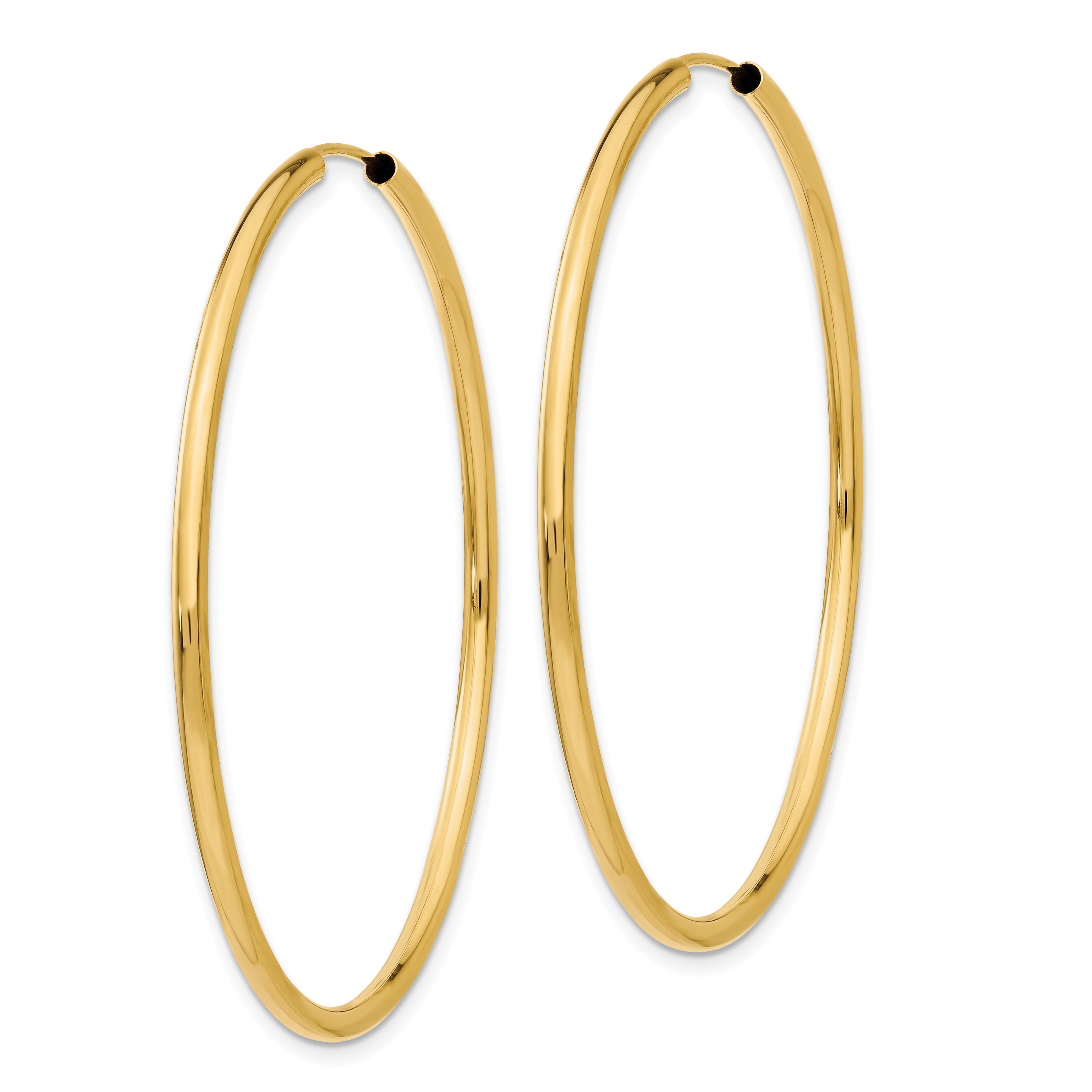 10k Polished Round Endless 2mm Hoop Earrings