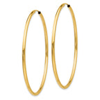 10k Polished Round Endless 2mm Hoop Earrings
