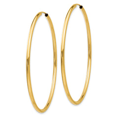 10k Polished Round Endless 2mm Hoop Earrings