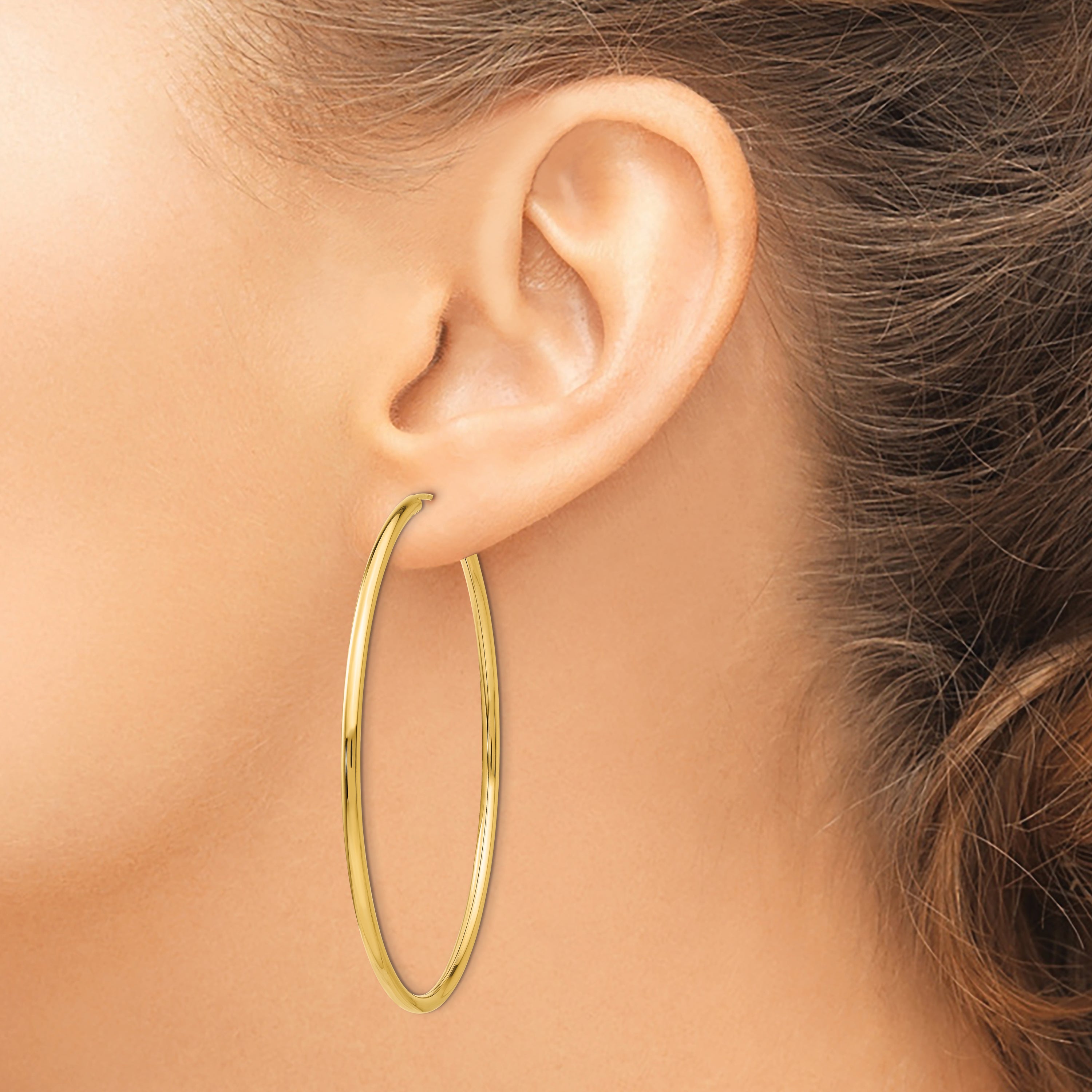 10k Polished Round Endless 2mm Hoop Earrings