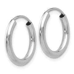 10k White Gold Polished Endless 2mm Hoop Earrings
