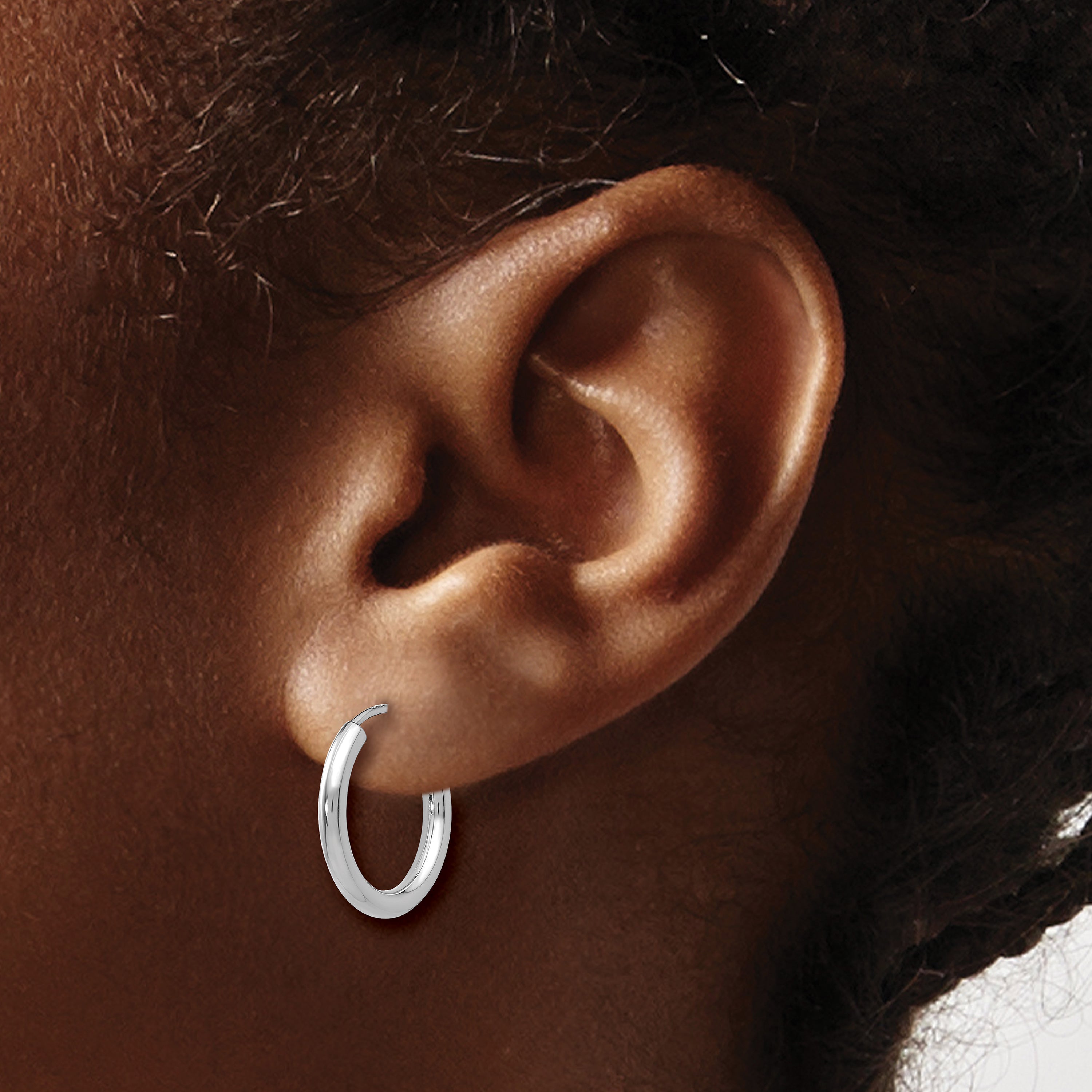 10k White Gold Polished Endless 2mm Hoop Earrings