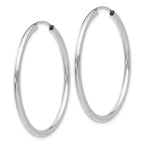 10k White Gold Polished Endless 2mm Hoop Earrings