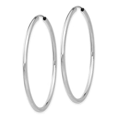 10k White Gold Polished Endless 2mm Hoop Earrings