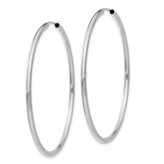 10k White Gold Polished Endless 2mm Hoop Earrings