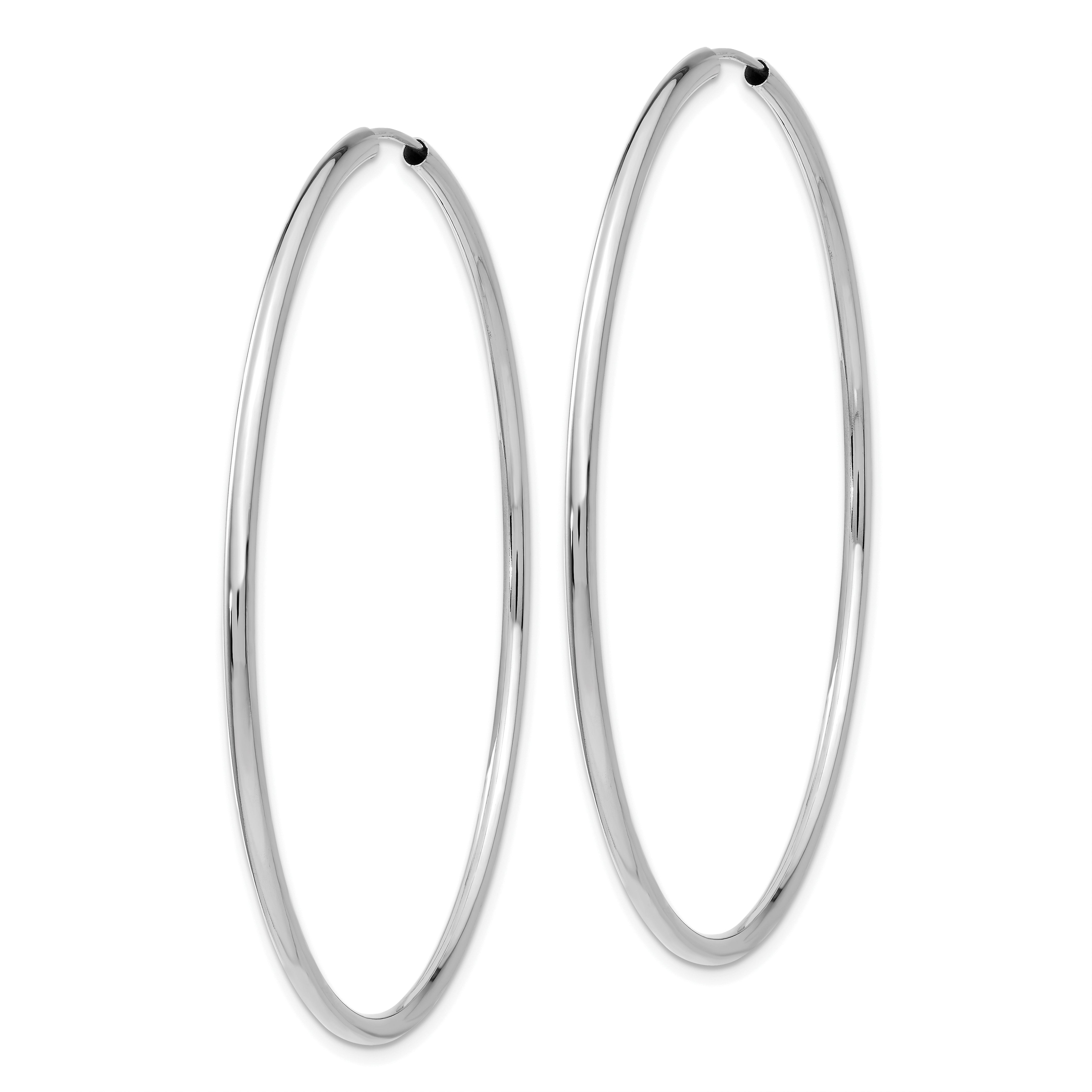 10k White Gold Polished Endless 2mm Hoop Earrings