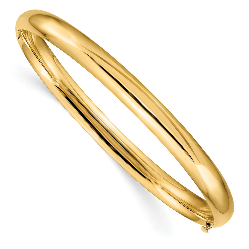 10k 4/16 Oversize High Polished 6mm Hinged Bangle Bracelet