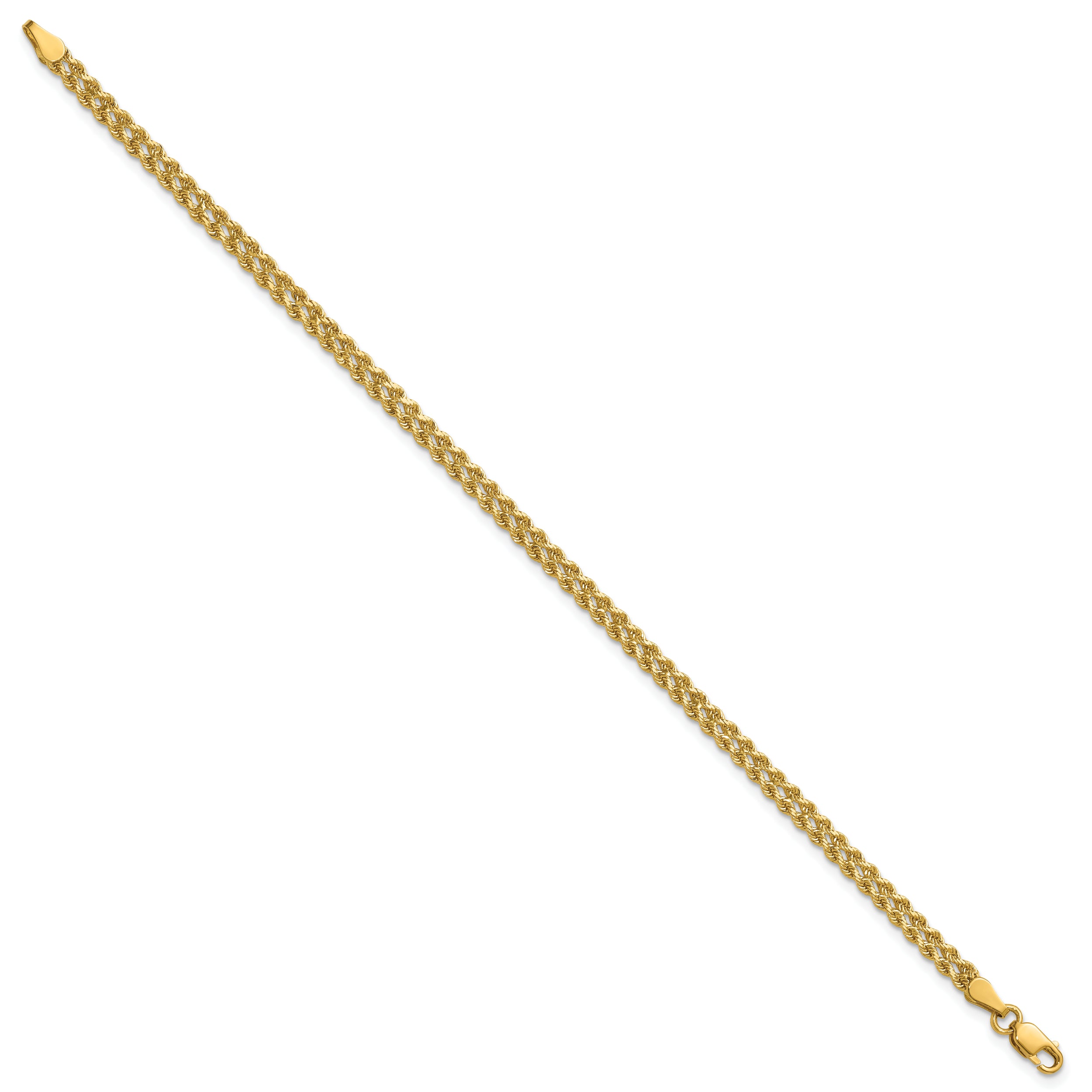 10k 3.0mm Wide Double Strand Rope Bracelet
