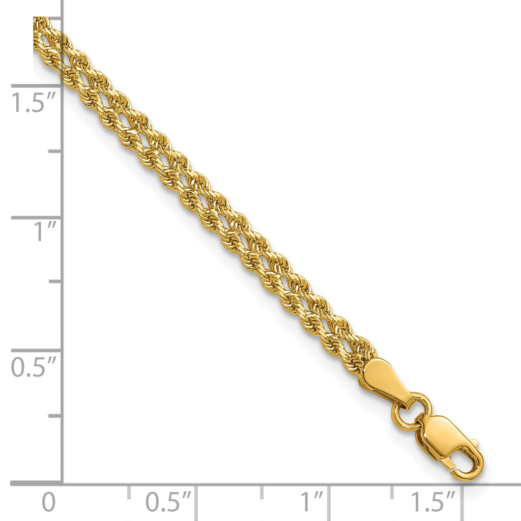 10K Yellow Gold Solid Rope Chain Necklace 3mm