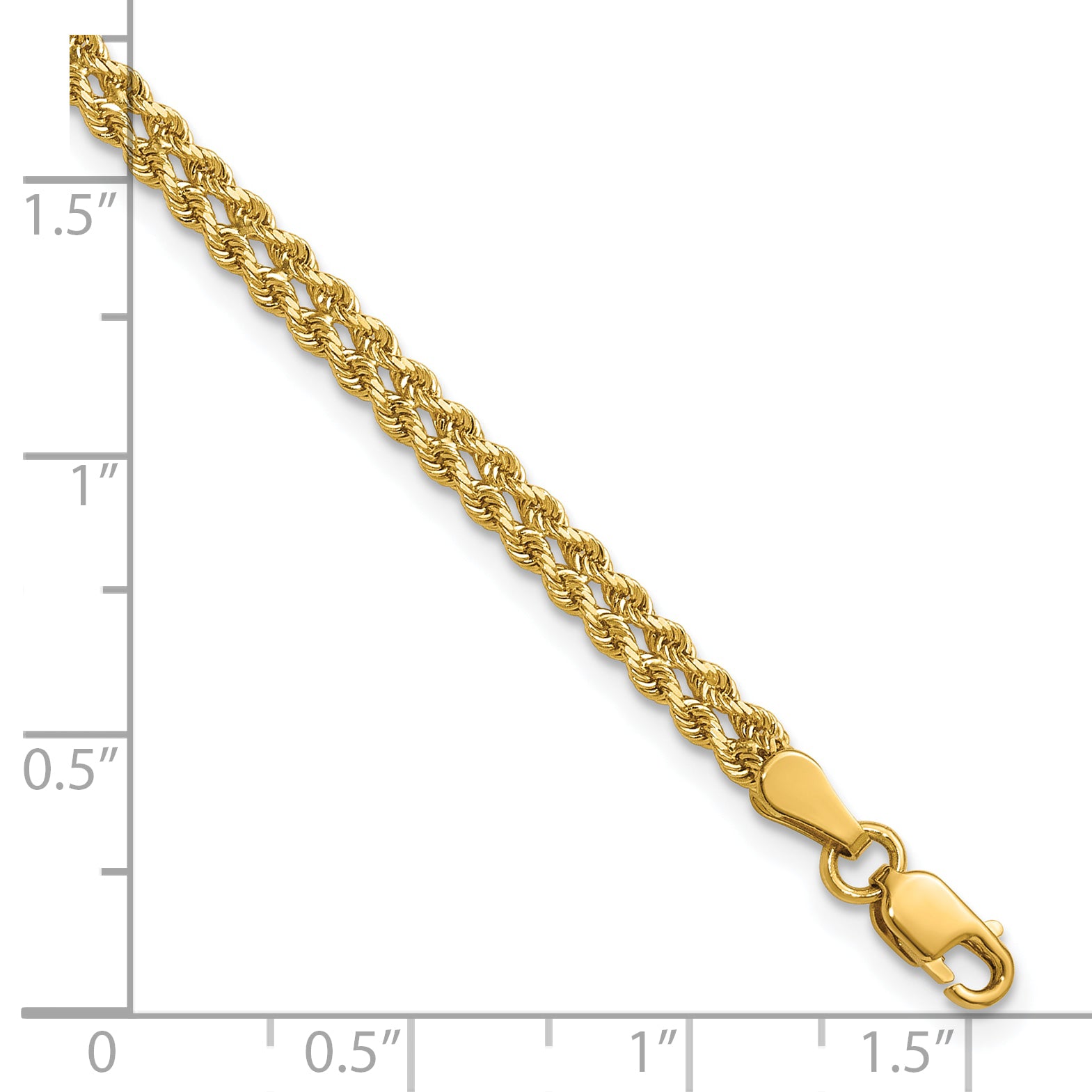 10k 3.0mm Wide Double Strand Rope Bracelet