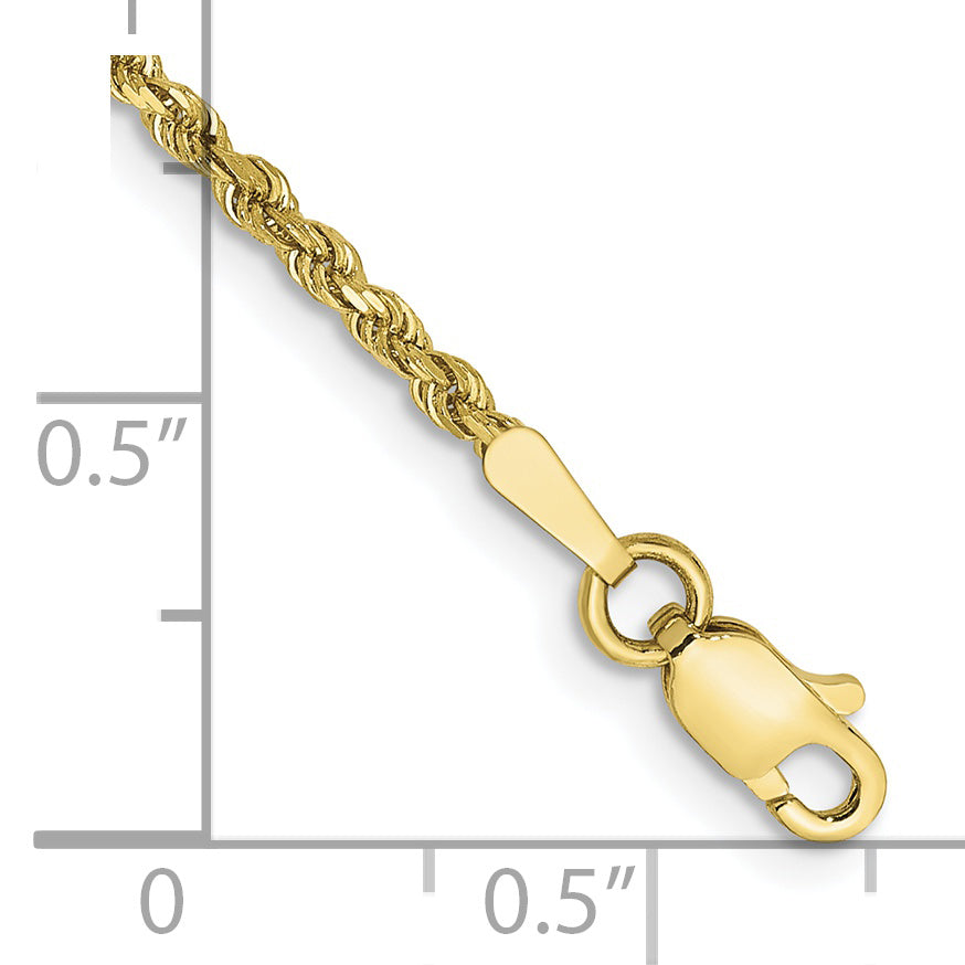10k 1.75mm Diamond-cut Rope Chain Anklet