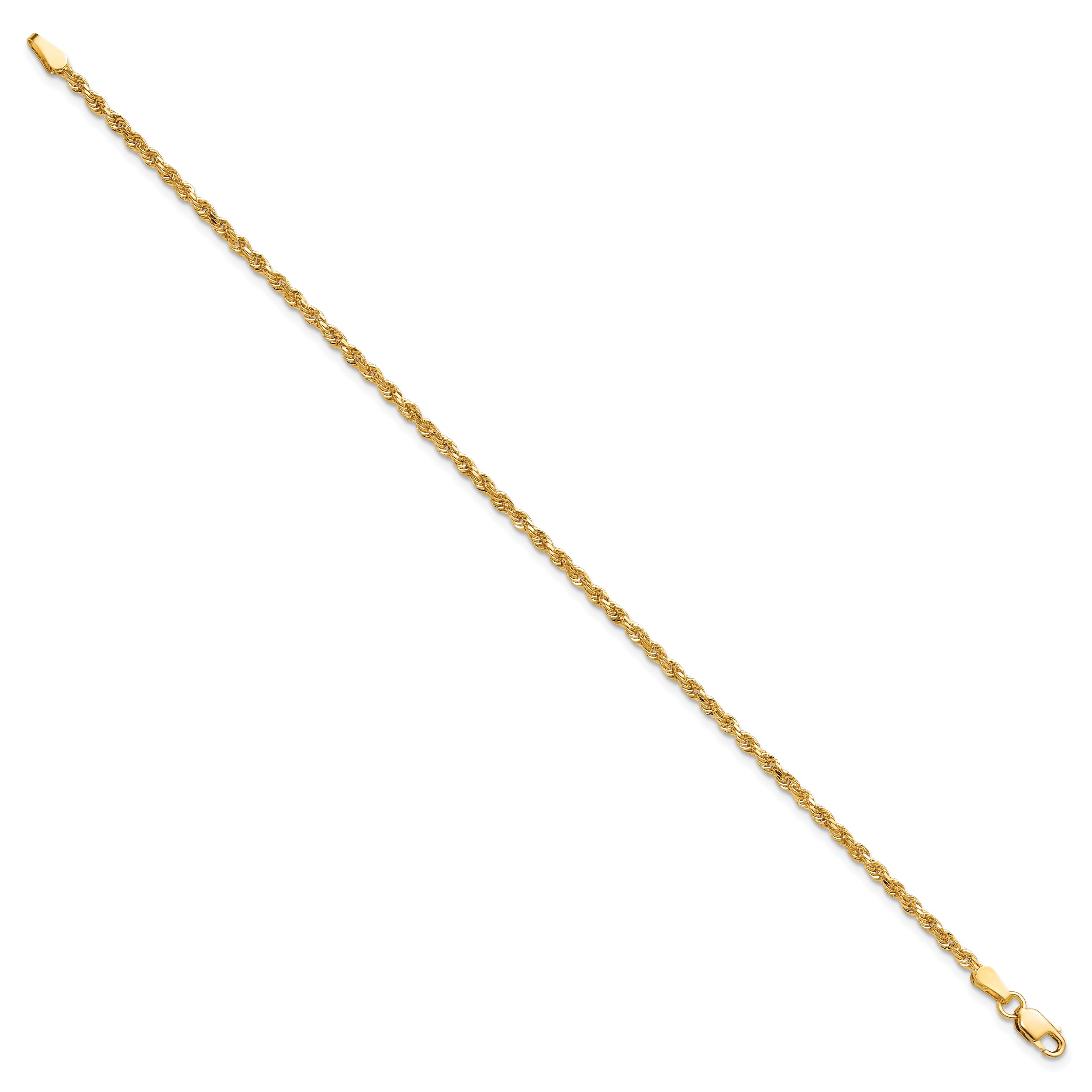 10k 2mm Diamond-cut Rope Chain Anklet