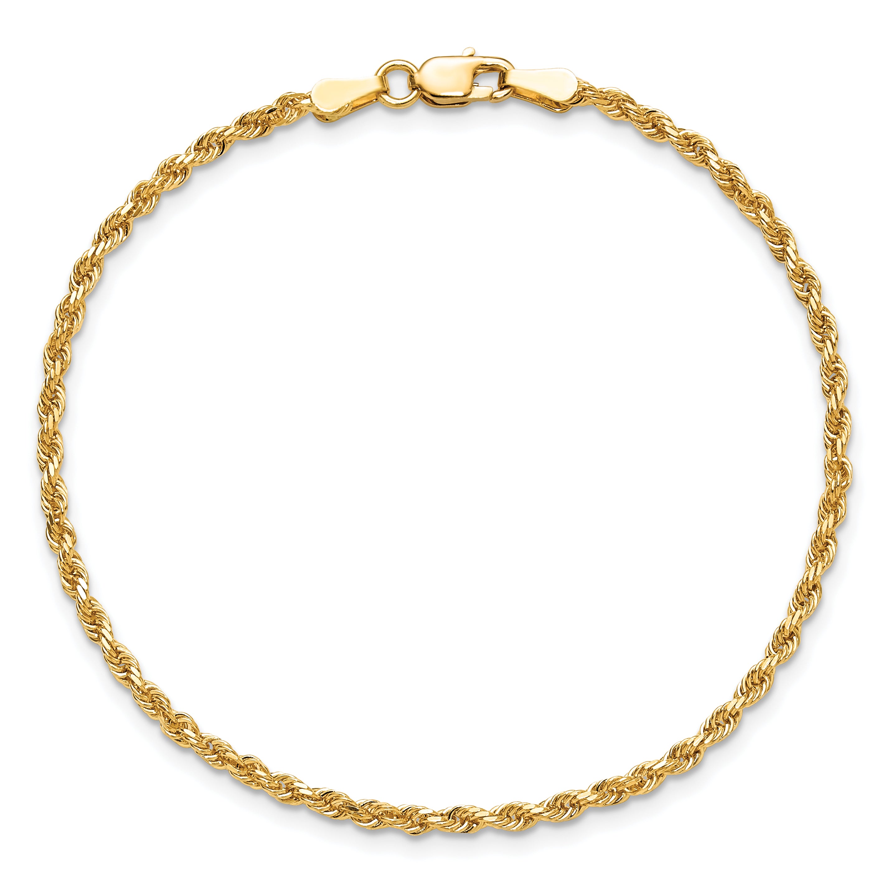 10k 2mm Diamond-cut Rope Chain Anklet
