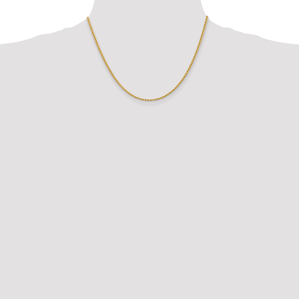 10K None 2.25mm Rope Chain Necklace - view 4
