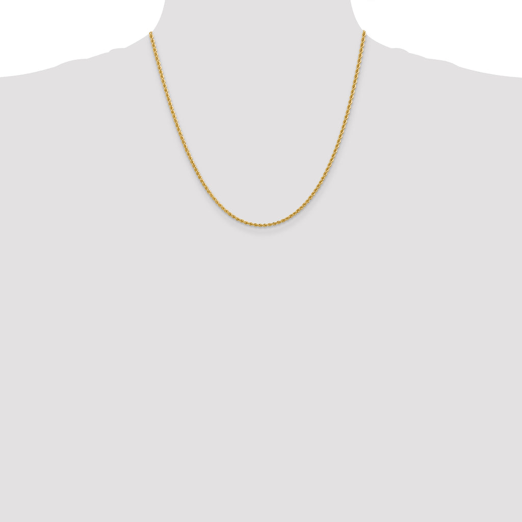 10K None 2.25mm Rope Chain Necklace - view 4