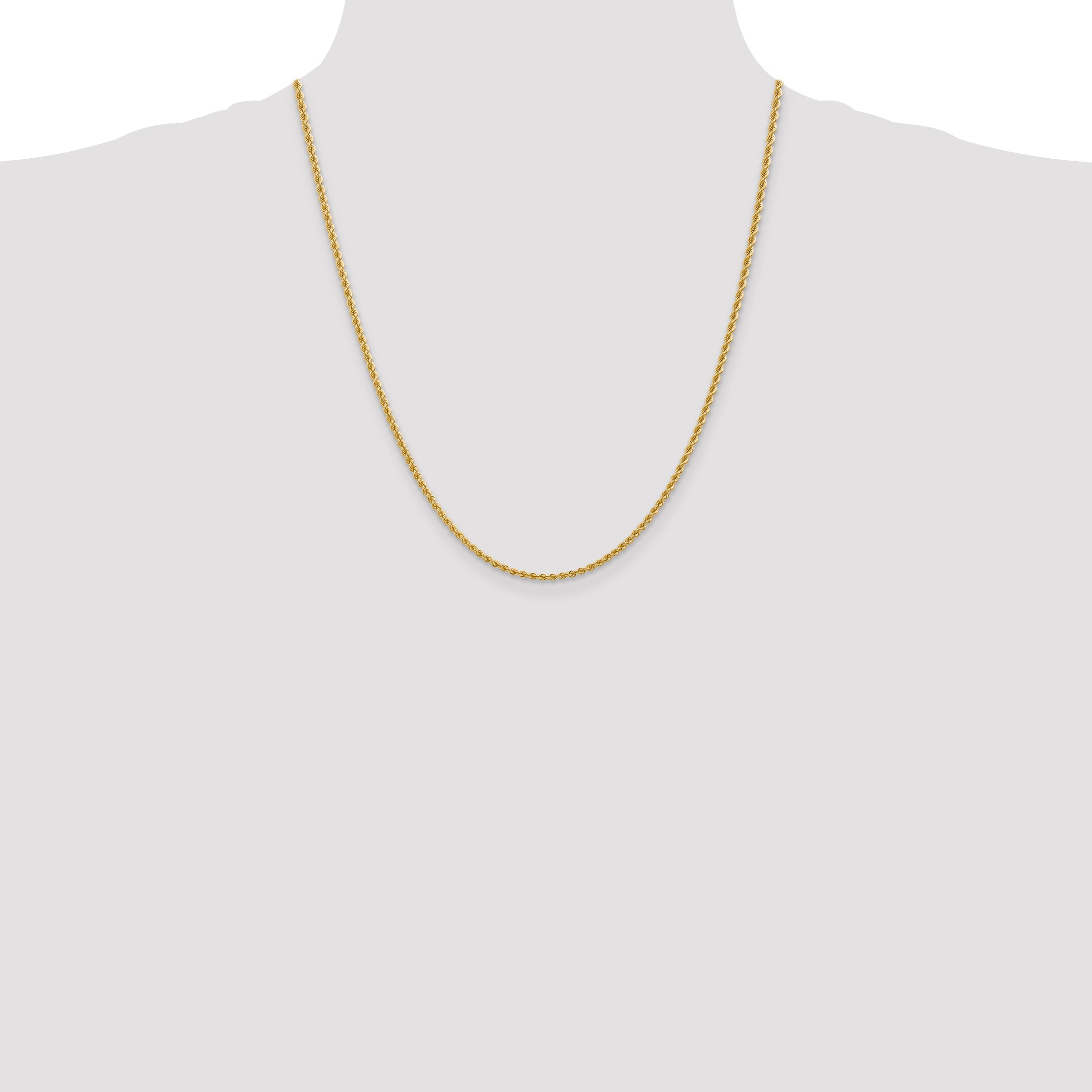 10K None 2.25mm Rope Chain Necklace - view 4