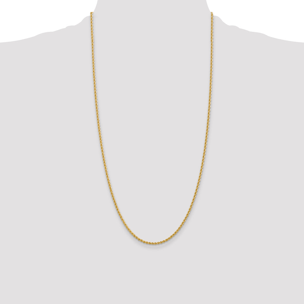 10K None 2.25mm Rope Chain Necklace - view 4