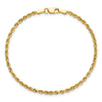 10k 2.25mm Diamond-cut Rope Chain Anklet