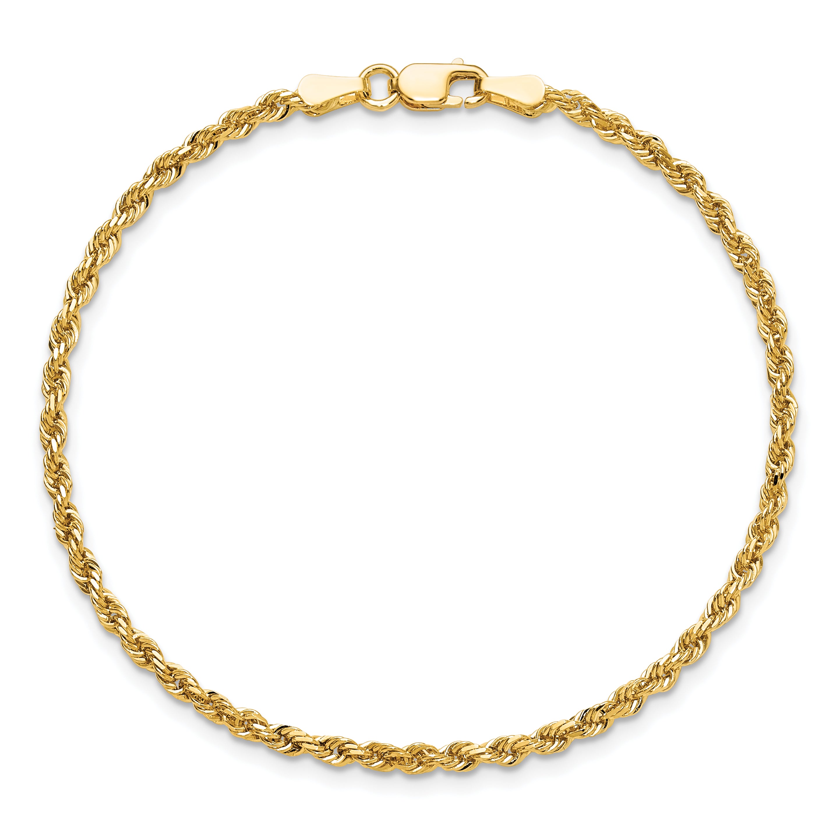 10k 2.25mm Diamond-cut Rope Chain Anklet