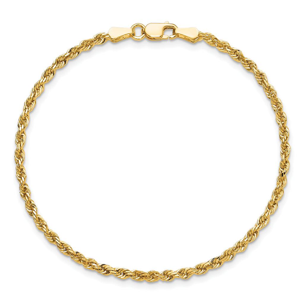 10k 2.25mm Diamond-cut Rope Chain Anklet