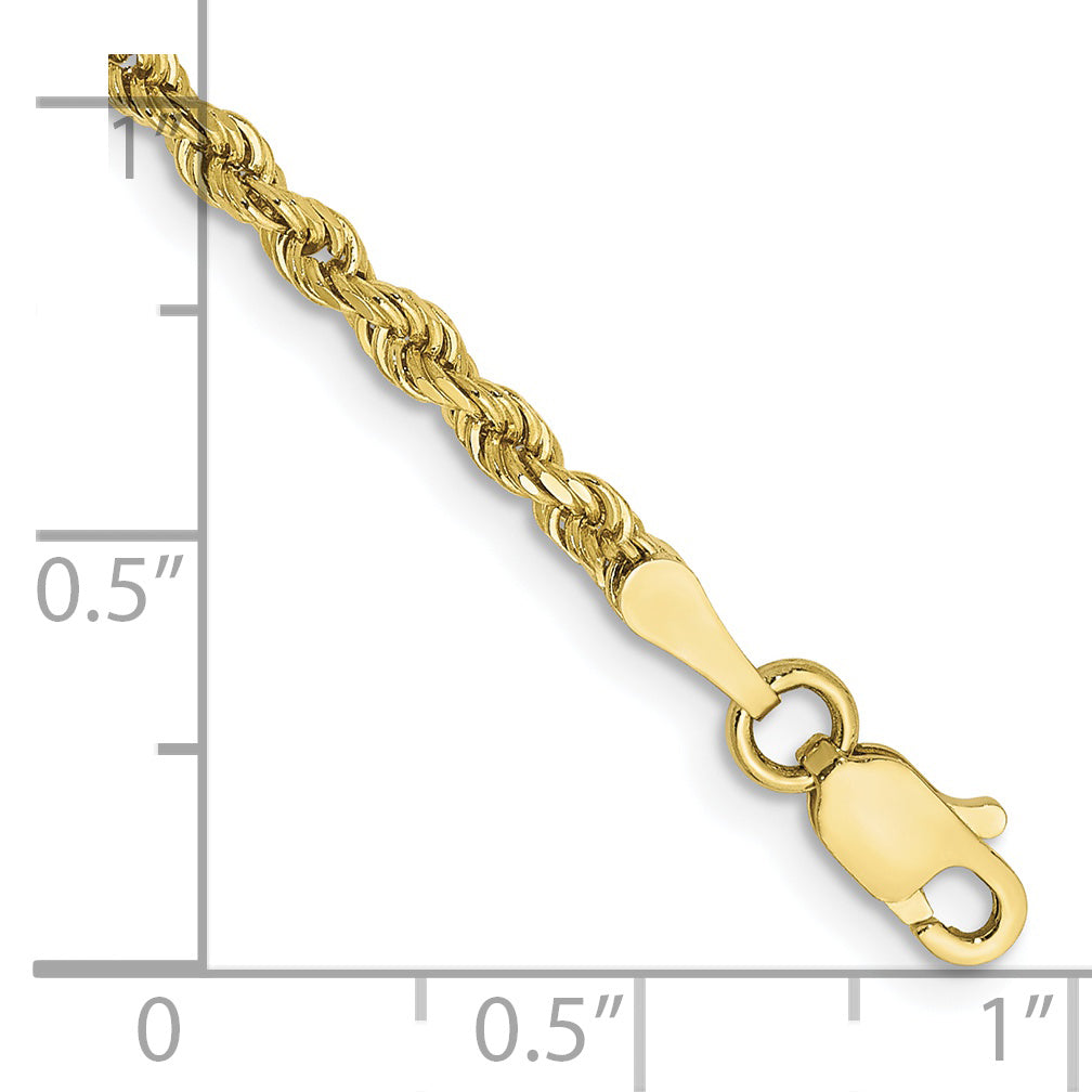 10k 2.25mm Diamond-cut Rope Chain Anklet