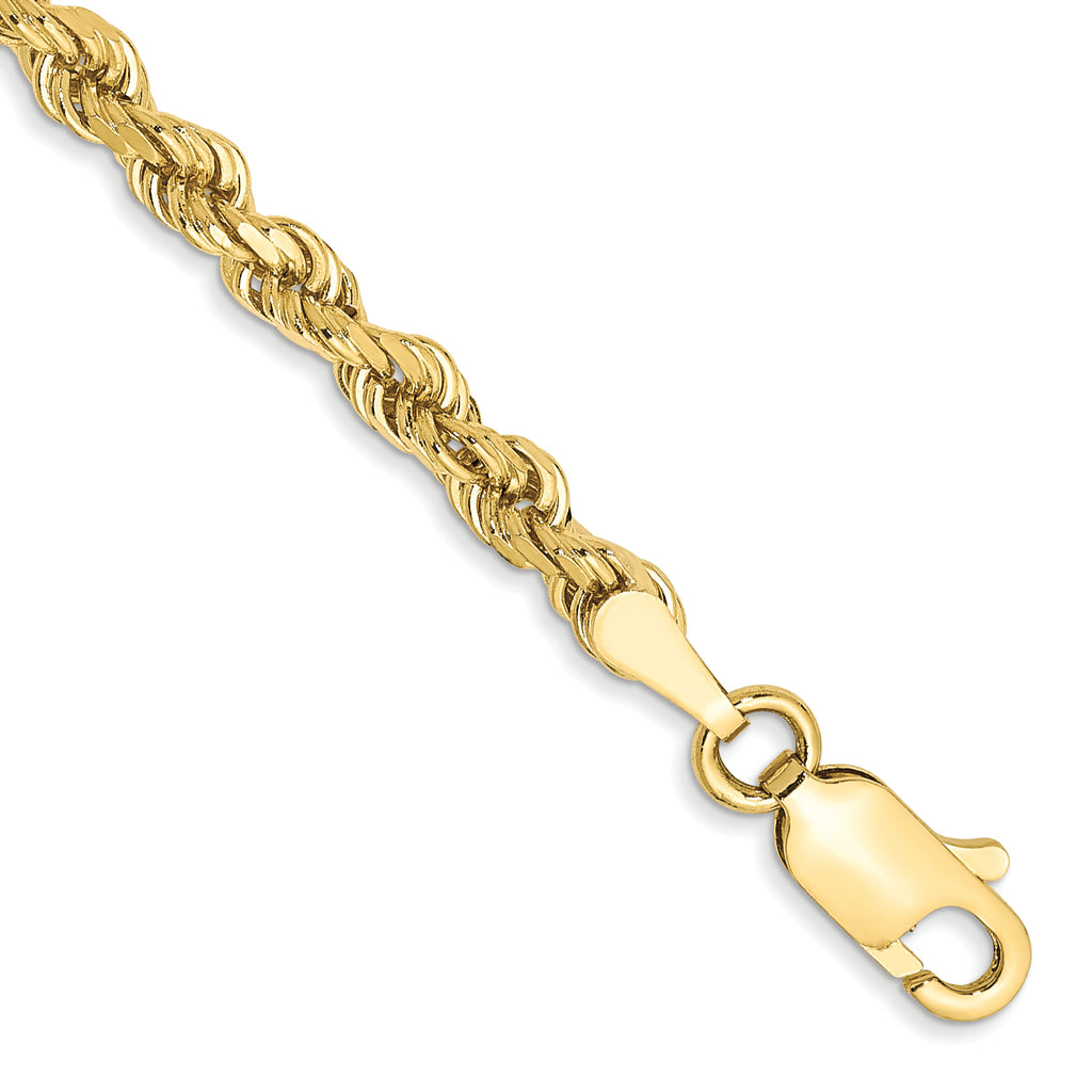 10K None 3.0mm Rope Chain - 9 in