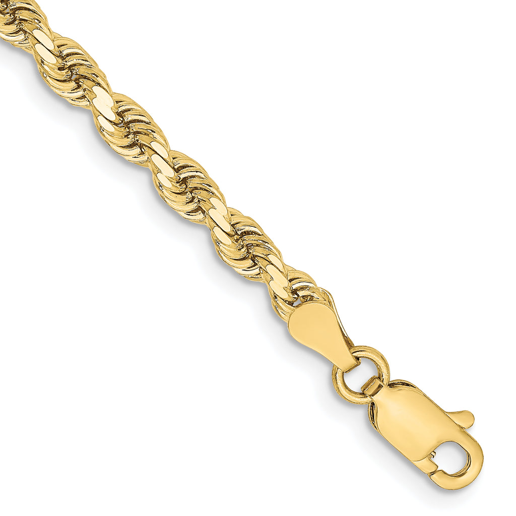 10K None 3.25mm Rope Chain - 9 in