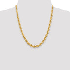 10K Yellow Gold Solid Diamond-Cut Rope Chain Necklace 7mm