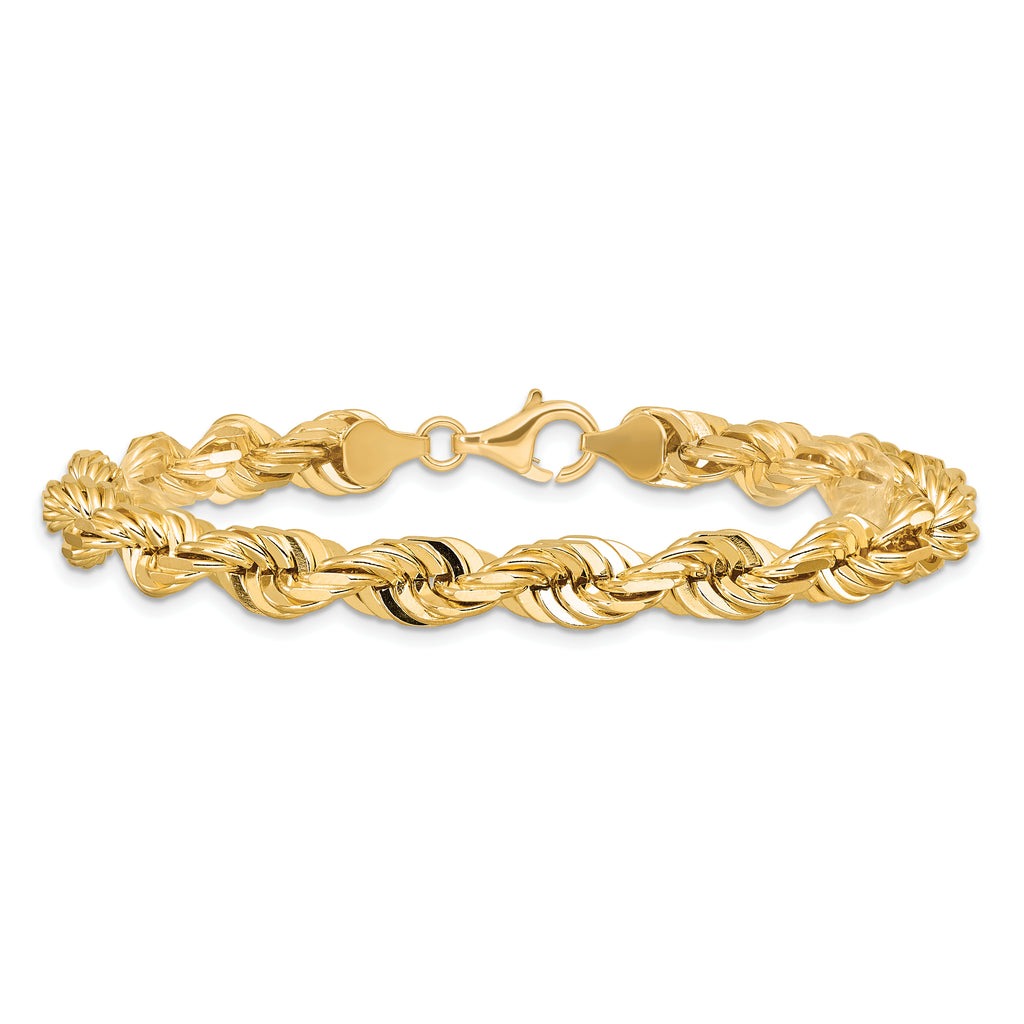 10K None 7.0mm Rope Chain Bracelet - view 4